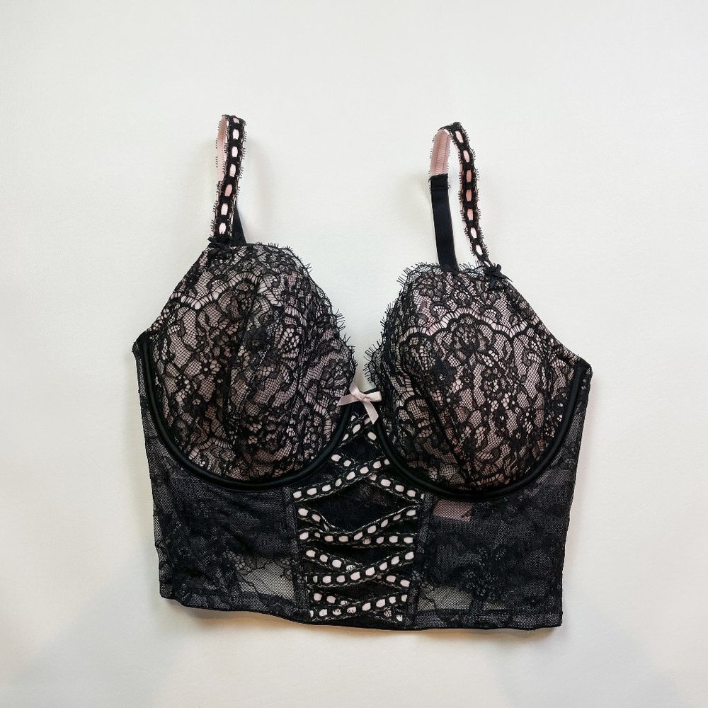 NWOT Victoria's Secret Bra M - DD Dream Angels Lined Demi Bra Top Lace Ribbon
